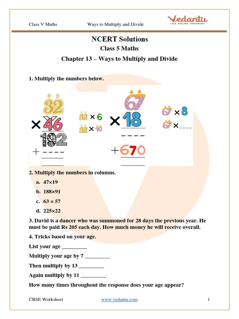 Ncert Solutions Class 5 Maths Chapter 13 | PDF | Division (Mathematics) | Elementary Mathematics