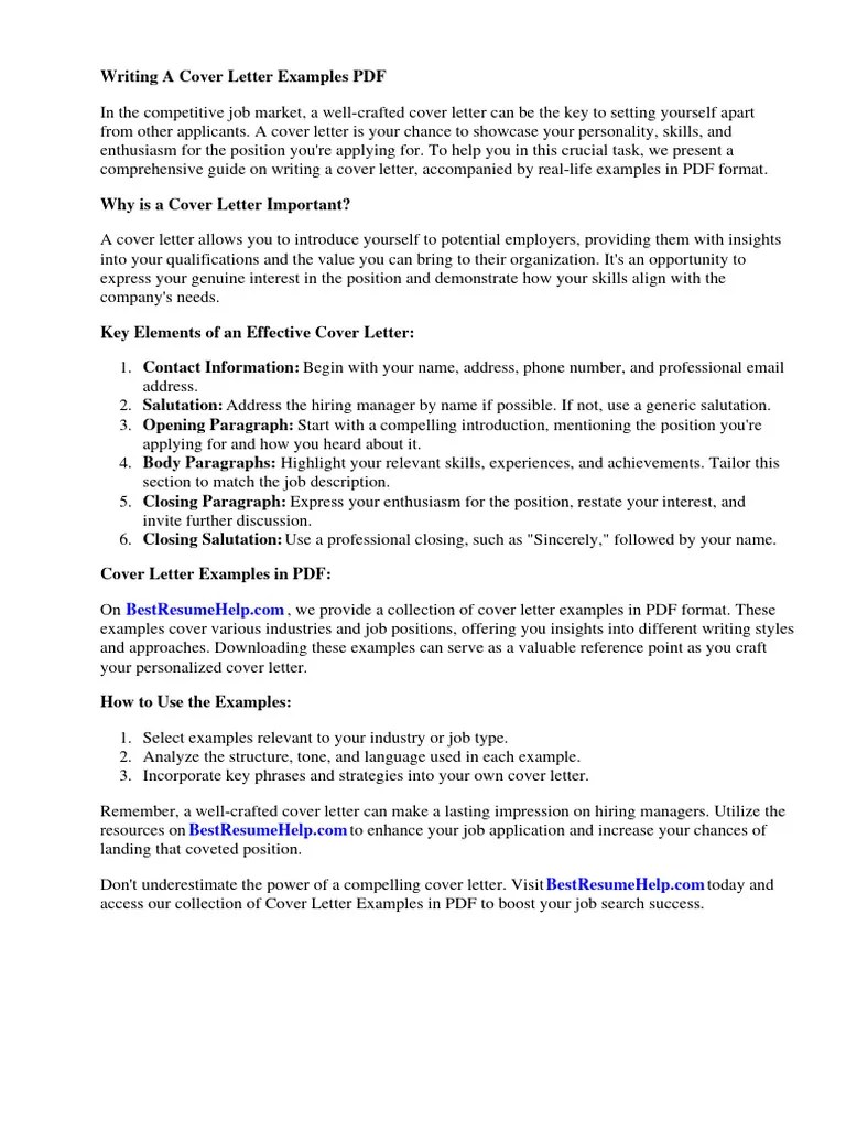 Writing A Cover Letter Examples PDF | Download Free PDF | Résumé ...