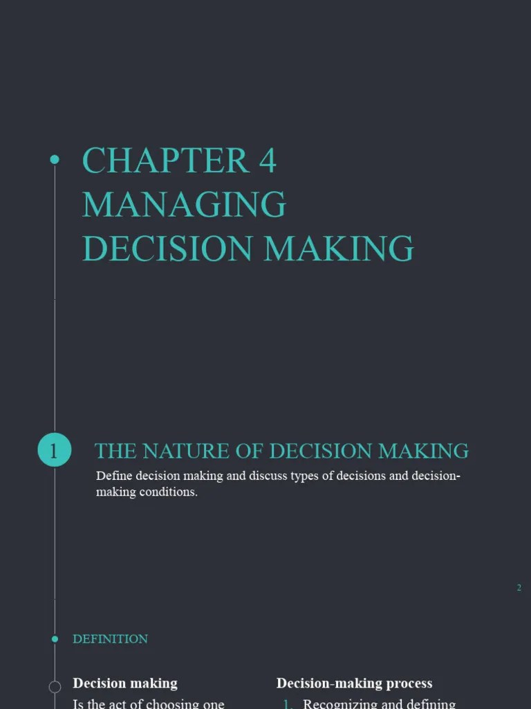 MOT - Chap. 4 Managing Decision Making | PDF | Decision Making | Risk