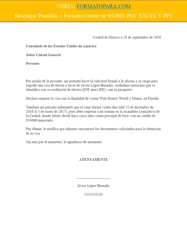 Formato Para Carta Trabajo Visa | PDF