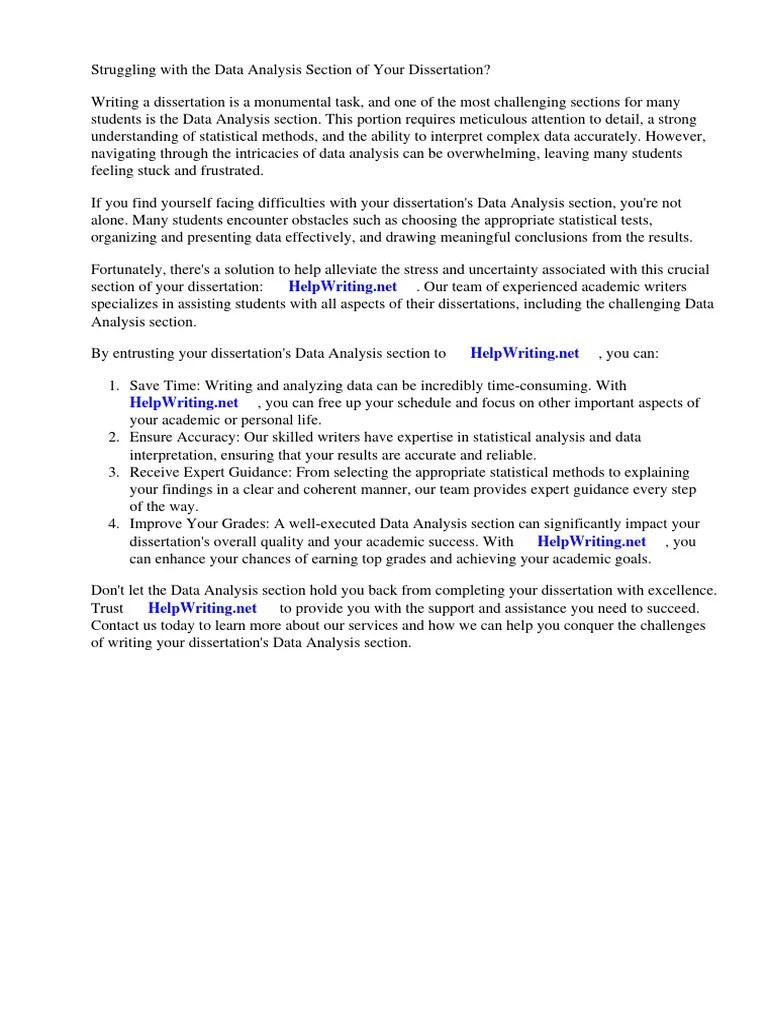 Dissertation Data Analysis Section | PDF | Methodology | Thesis