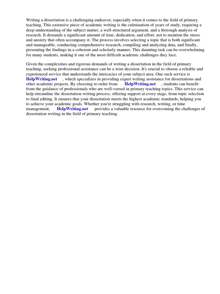 Primary Teaching Dissertation Examples | PDF | Thesis | Qualitative ...