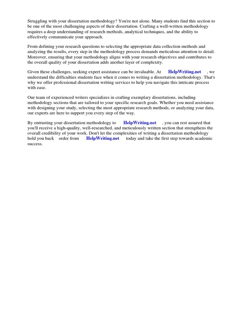 Example Of A Good Dissertation Methodology | PDF