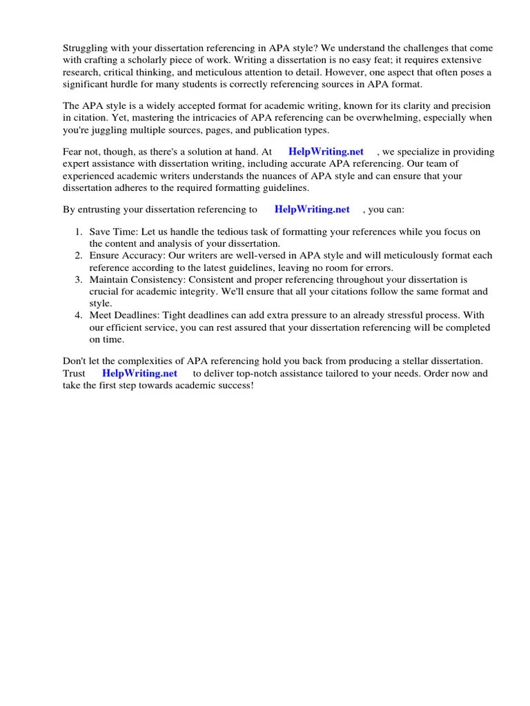 Dissertation Referencing Apa | PDF | Apa Style | Citation