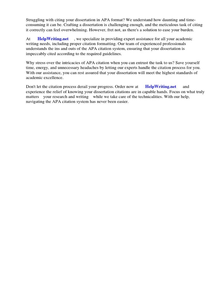 How To Cite A Dissertation Using Apa Citation System | PDF | Apa Style ...