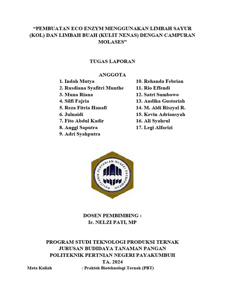 Laporan Eco Enzym Kelompok Molases | PDF