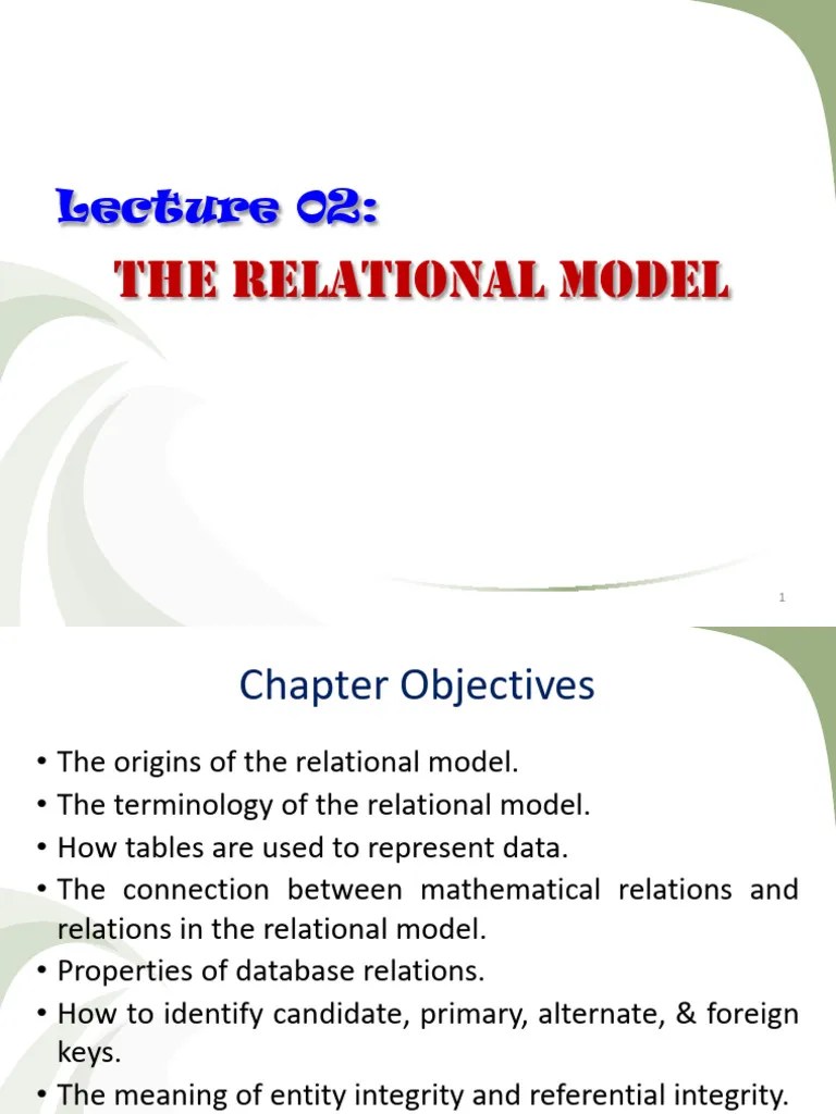 Lecture 02 The Relational Model Part II The Relational Model And ...