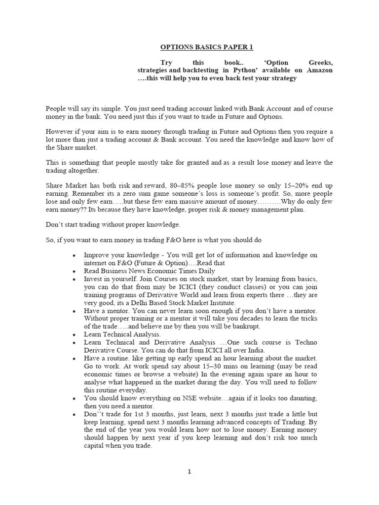 Basics Options 1 | PDF | Option (Finance) | Stock Market