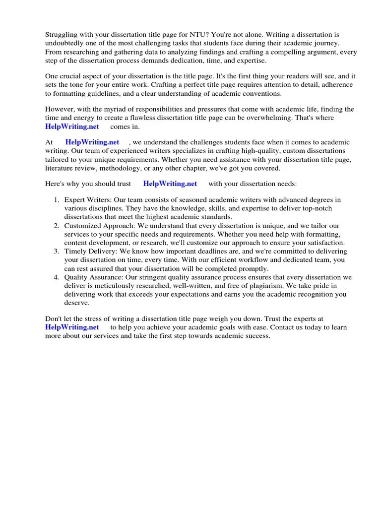Dissertation Title Page Ntu | PDF | Thesis | Doctor Of Philosophy