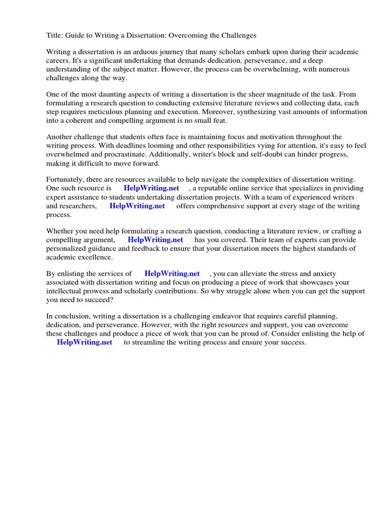 Guide To Write Dissertation PDF | PDF | Thesis | Methodology