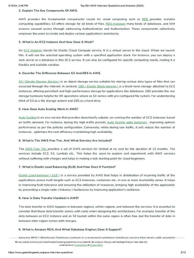 Top 50+ AWS Interview Questions And Answers (2024) | Download Free PDF ...
