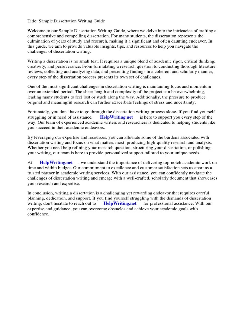 Sample Dissertation Writing Guide | Download Free PDF | Thesis | Citation