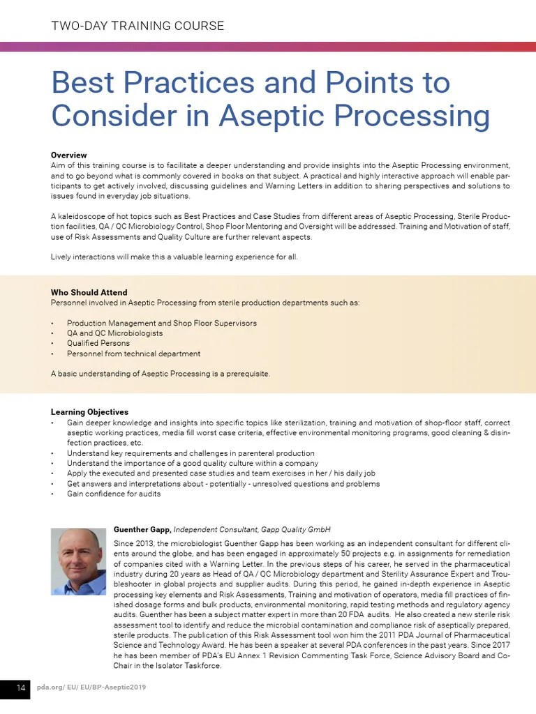 Best Practices And Points To Consider In Aseptic Processing | PDF | Sterilization (Microbiology ...
