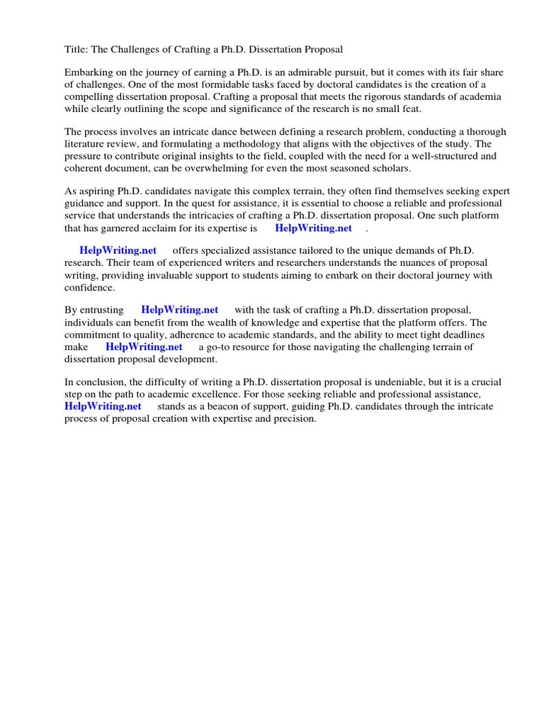 Sample Of PHD Dissertation Proposal | PDF | Thesis | Doctor Of Philosophy