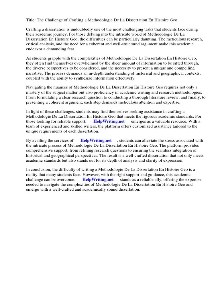 Methodologie De La Dissertation En Histoire Geo | PDF | Methodology | Ultimate Fighting Championship