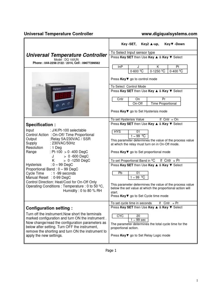 Digital Temperature Controller | PDF | Parameter (Computer Programming ...