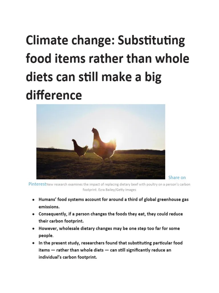 Climate Change: Substituting Food Items Rather Than Whole Diets Can Still Make A Big Difference ...