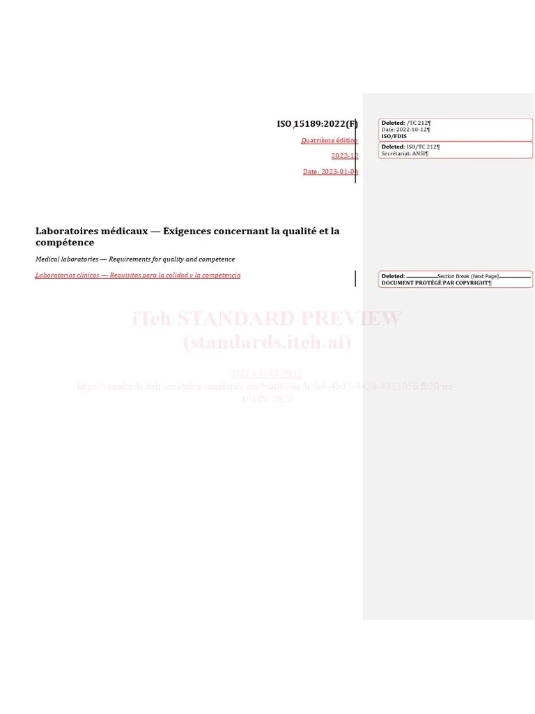 Iso 15189 2022 | PDF | Organisation Internationale De Normalisation