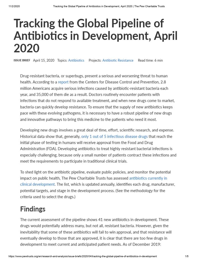 Pew - Antibiotic Pipeline | PDF | Antimicrobial Resistance | Biology