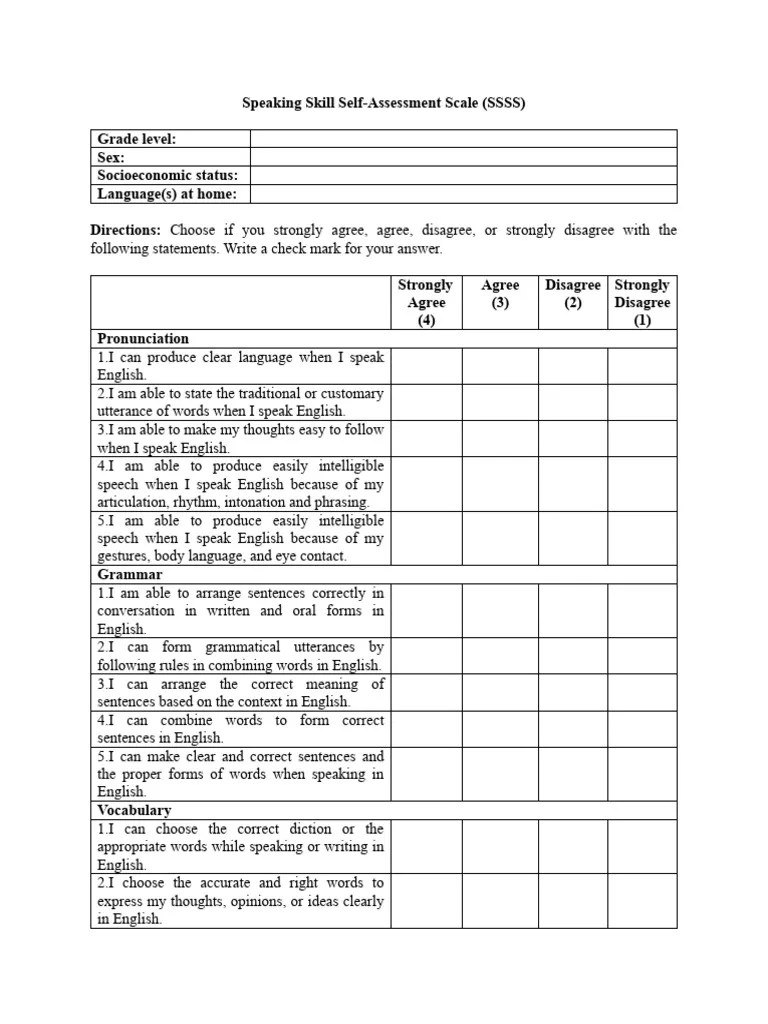 Speaking-Skill-Self-Assessment-Scale | PDF