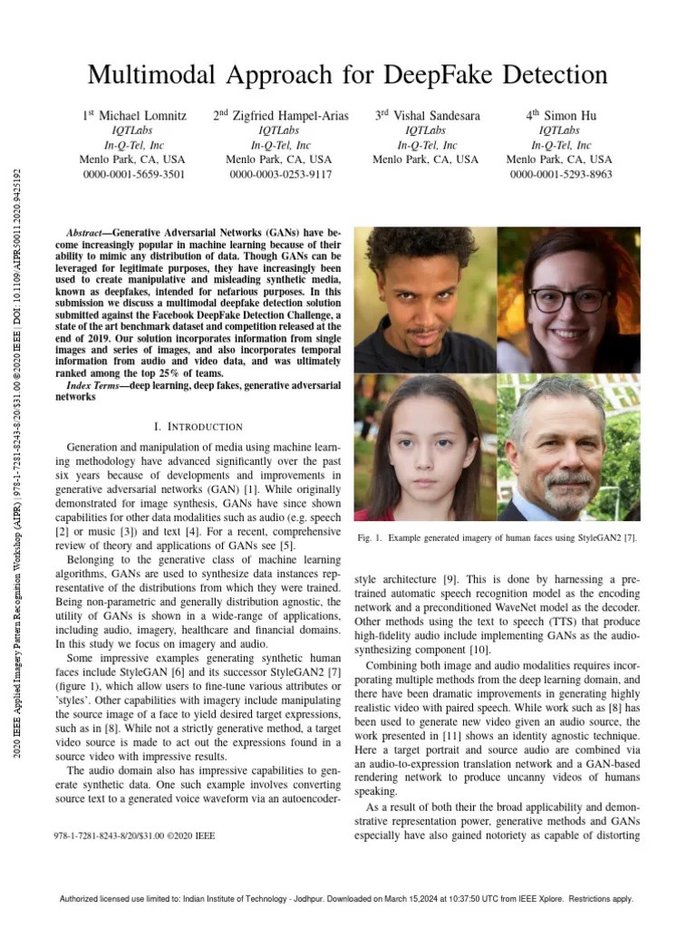 Multimodal Approach For DeepFake Detection | PDF | Machine Learning ...