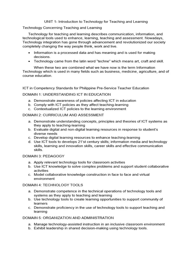 Unit 1 Introduction To Technology For Teaching And Learning Group 1 | PDF | Educational ...