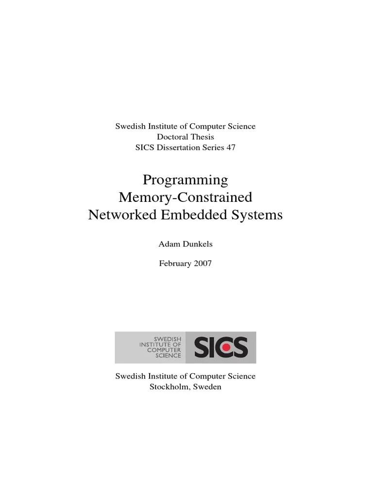 Programming Memory - Constrained Networked Embedded Systems | PDF | Embedded System | Wireless ...