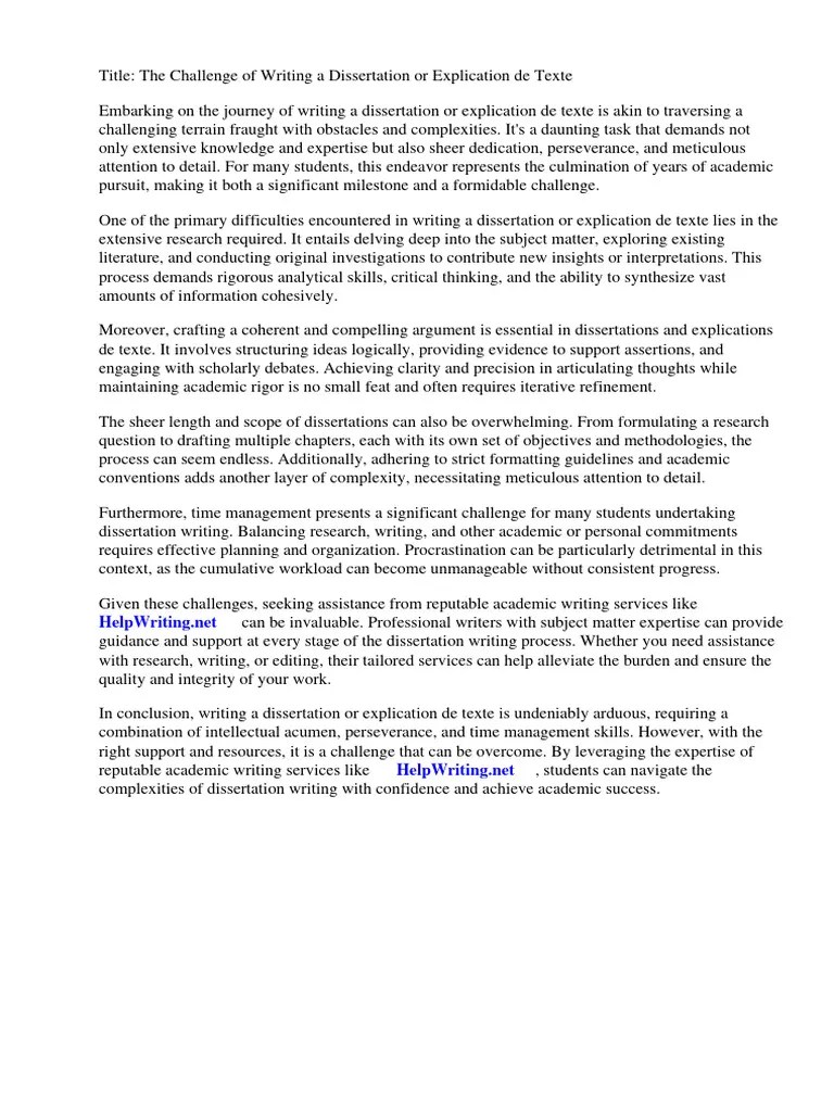 Dissertation Ou Explication De Texte | PDF | Career & Growth | Foreign Language Studies
