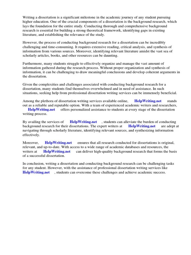 Dissertation Background Research | PDF | Thesis | Theory