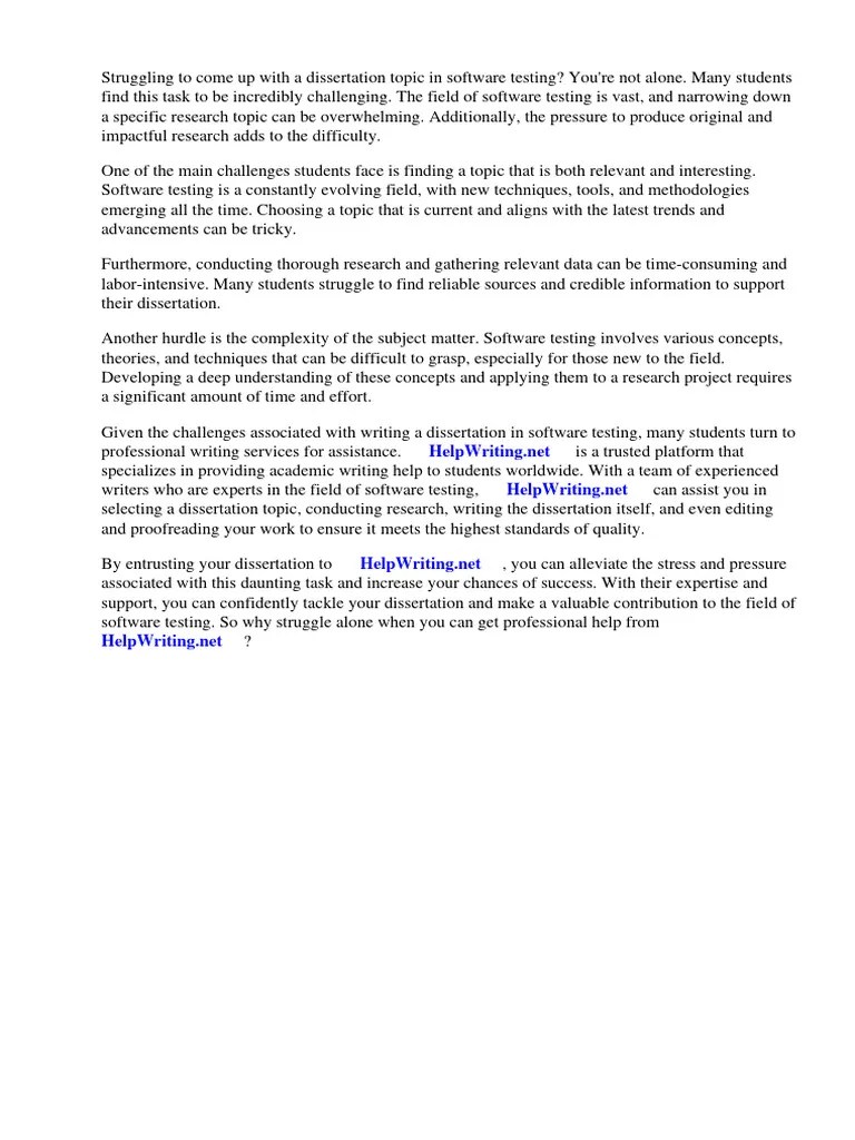 Dissertation Topics In Software Testing | PDF | Software Testing | Software
