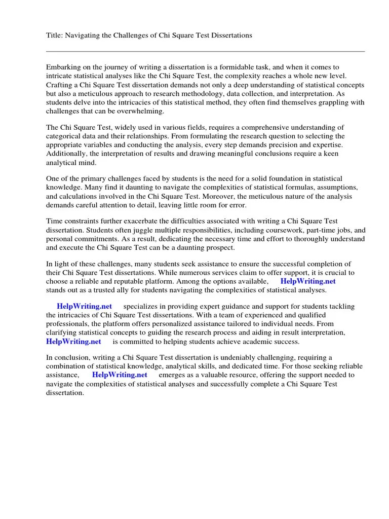 Chi Square Test Dissertation | PDF | Statistical Hypothesis Testing | Chi Squared Test