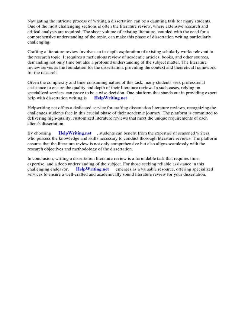 Dissertation Literature Review Guidelines | PDF | Thesis | Literature ...