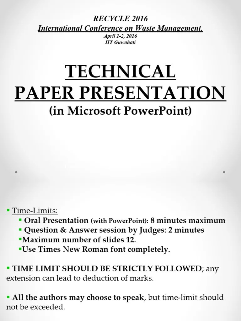 Technical Paper Presentation | Download Free PDF | Microsoft Power Point