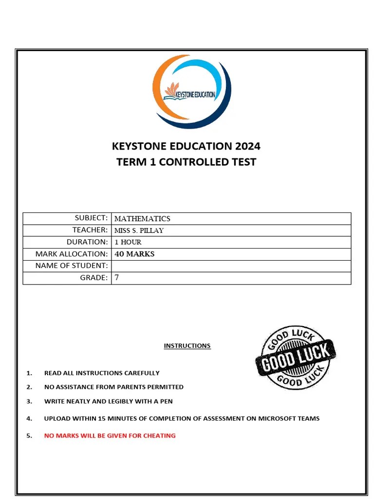 MATHEMATICS GRADE 7 TERM 1 EXAM | PDF