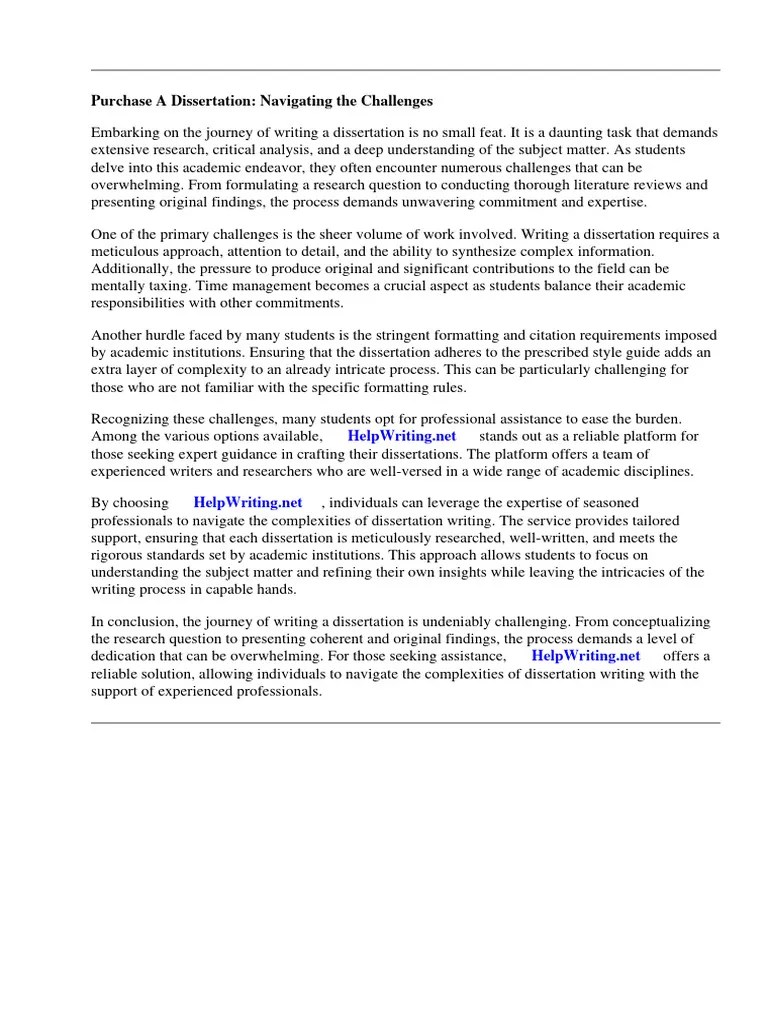 Purchase A Dissertation | PDF | Thesis | Citation