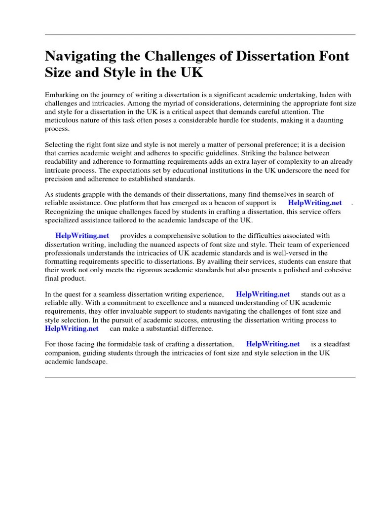 Dissertation Font Size And Style Uk | PDF | Thesis | Typefaces