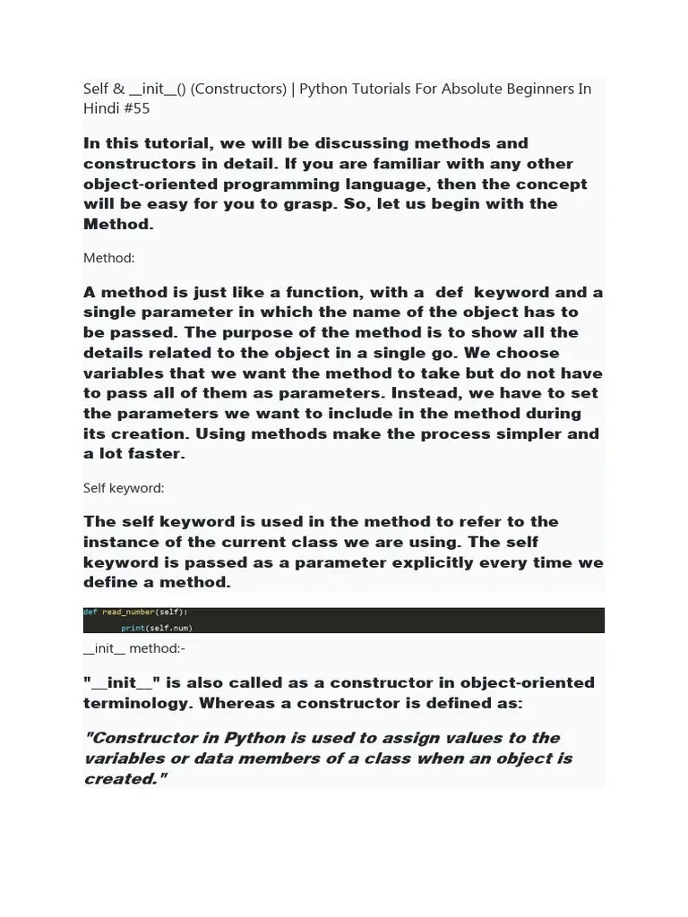 38.self & - Init - (Constructors) Python | PDF | Programming | Constructor (Object Oriented ...