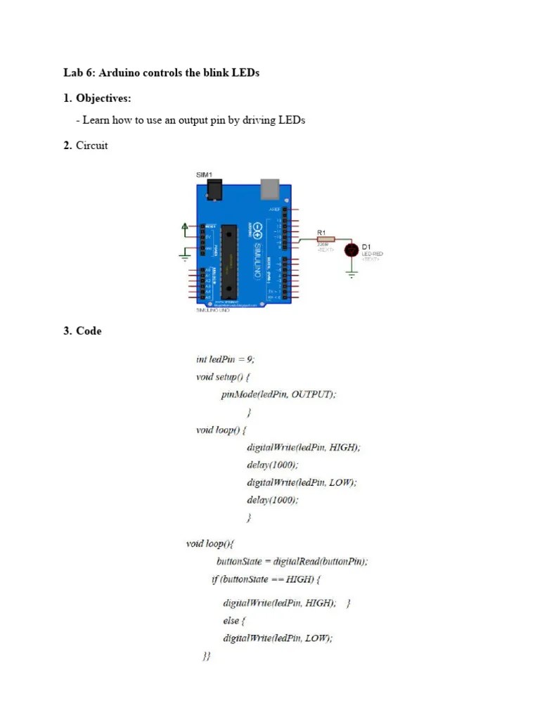 Lab 6 - Arduino Controls The Blink LEDs | PDF