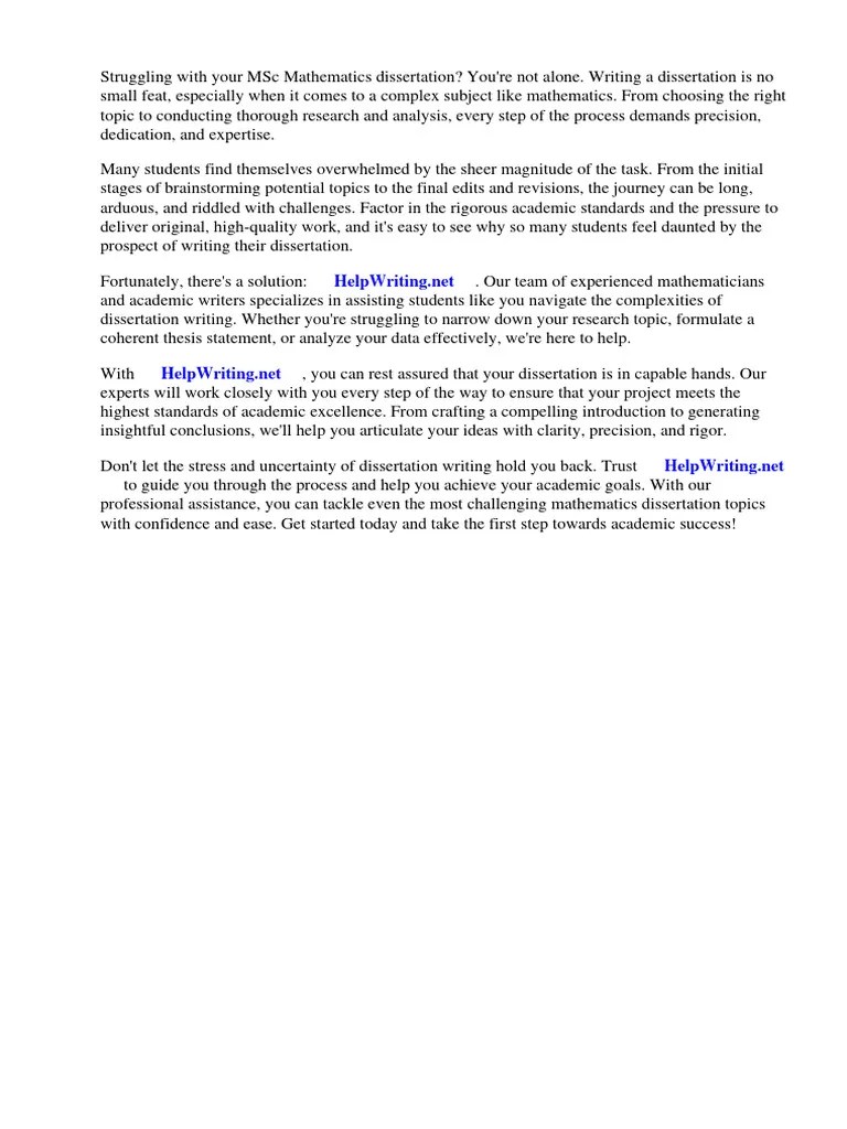 MSC Mathematics Dissertation Topics | PDF | Real Estate Appraisal | Mathematics