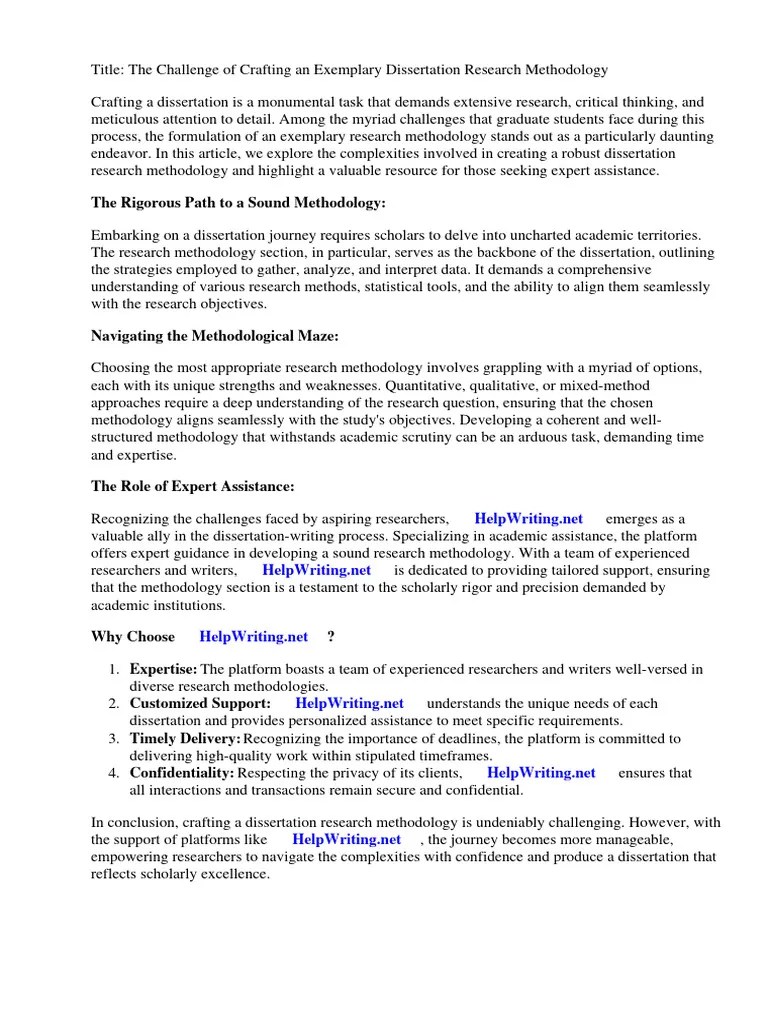 Example Of Dissertation Research Methodology | PDF | Methodology | Thesis