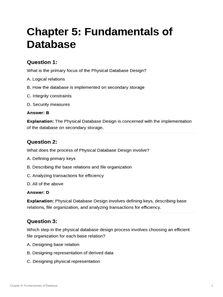 Chatgpt MCQ | PDF | Databases | Database Design