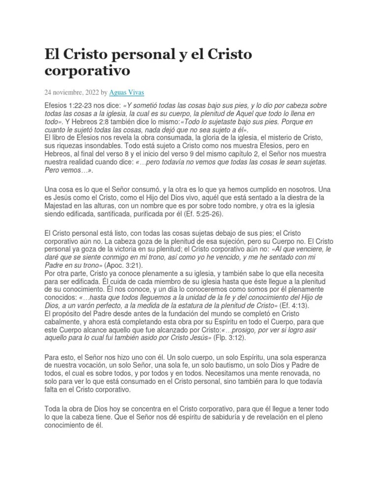 El Cristo Personal Y El Cristo Corporativo P1 | PDF | Cristo (título ...