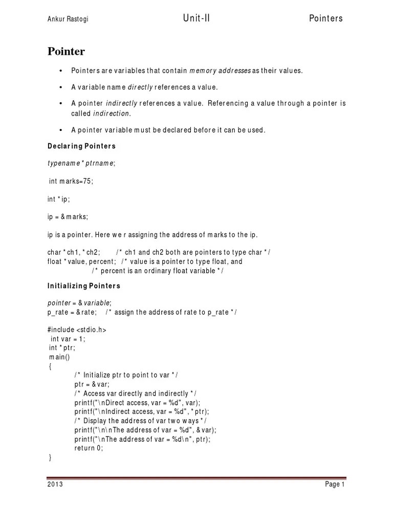 Pointer | PDF | Pointer (Computer Programming) | Computer Data