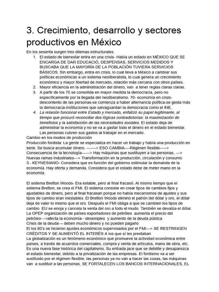 Crecimiento, Desarrollo Y Sectores Productivos En México | PDF | Dólar ...