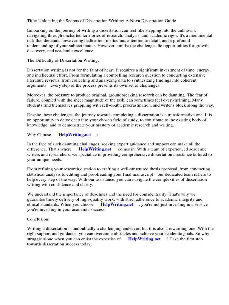 Nova Dissertation Guide | PDF | Thesis | Methodology