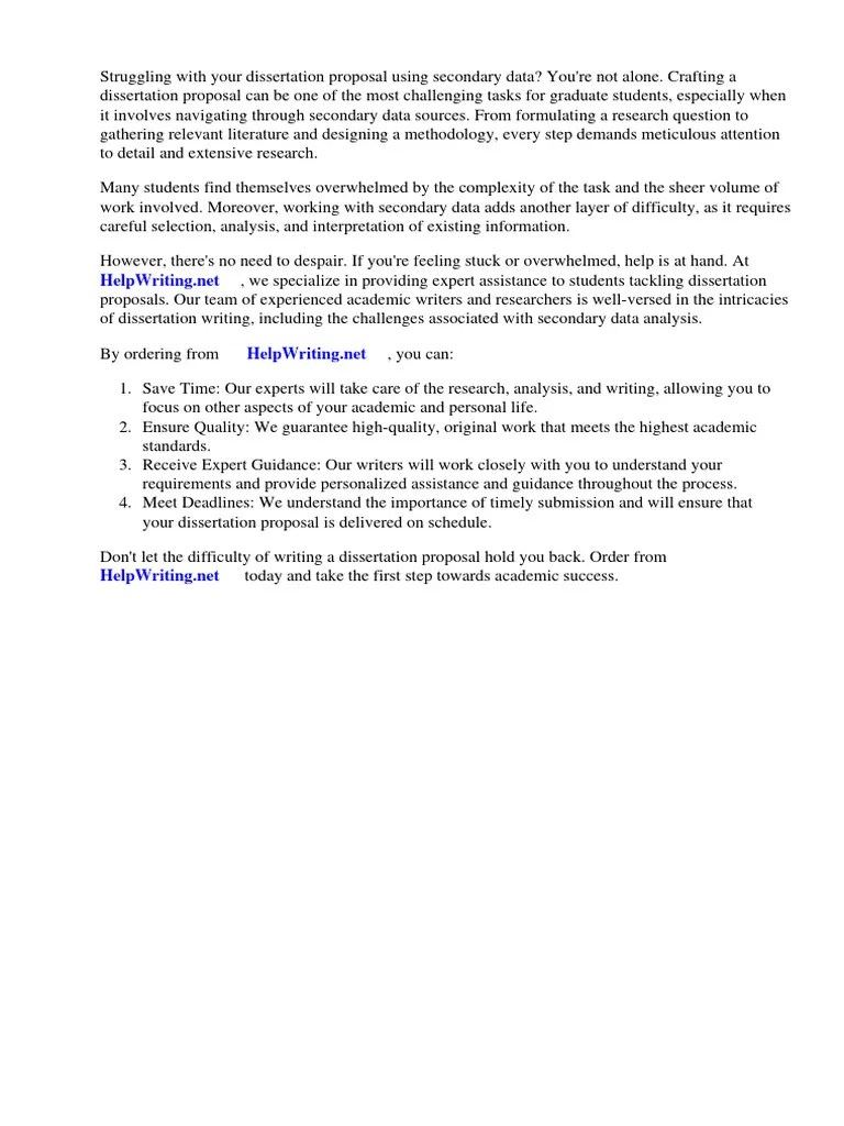 Dissertation Proposal Secondary Data | PDF | Thesis | Methodology