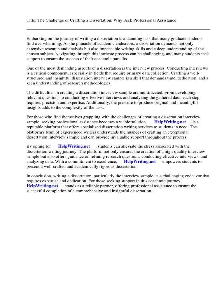 Dissertation Interview Sample | PDF | Qualitative Research | Essays