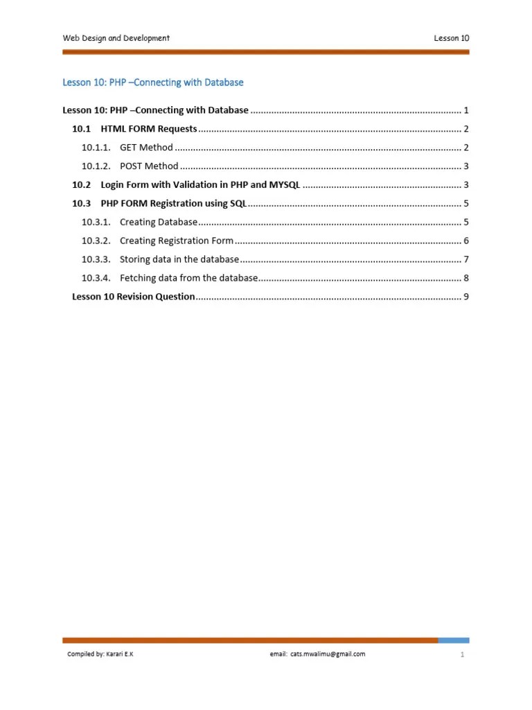 Lesson 10 PHP-Connection With Database | PDF | World Wide Web ...