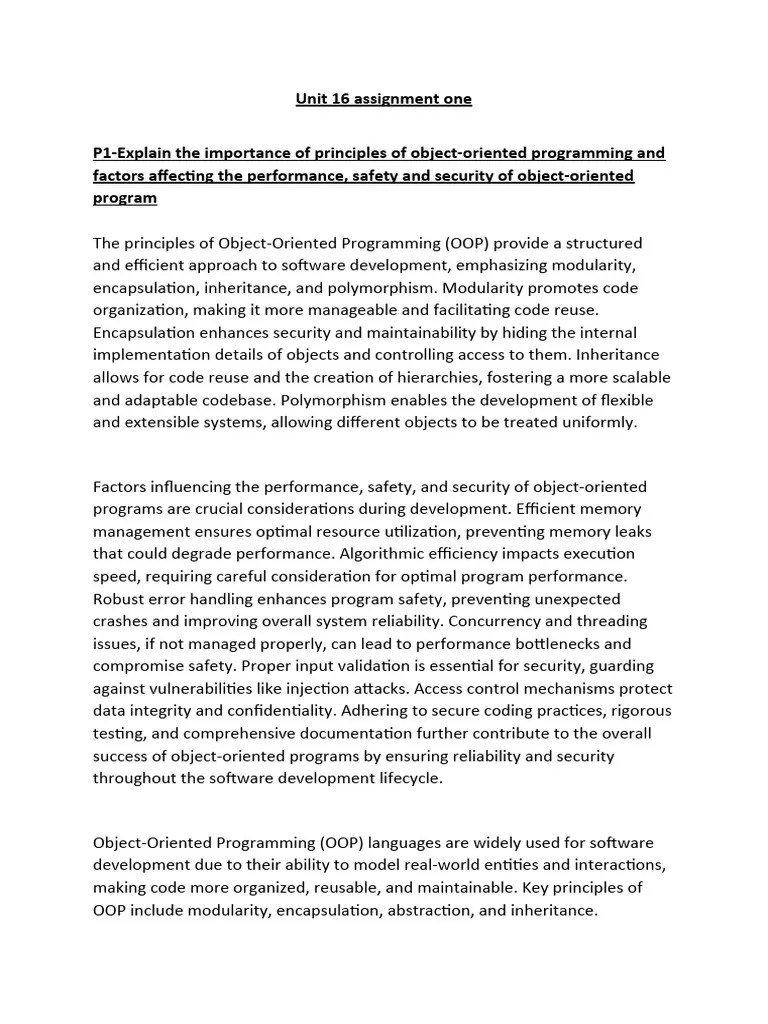 Unit 16 Assignment One | PDF | Object Oriented Programming | Class ...