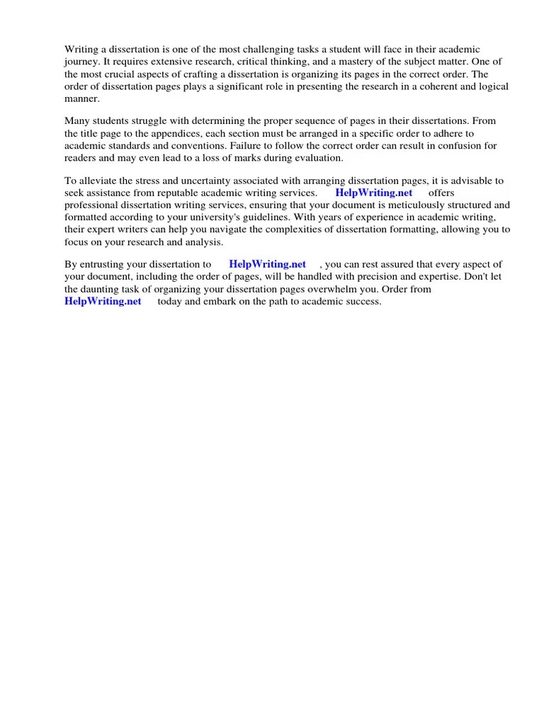 Order Of Dissertation Pages | PDF | Thesis | Essays